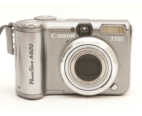 A Canon Powershot A620 digital camera, product no. PC1145 with travel pouch.