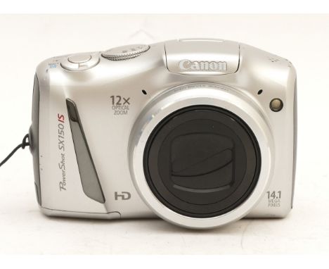 A Canon Powershot SX150IS digital camera, product no. PC1677.