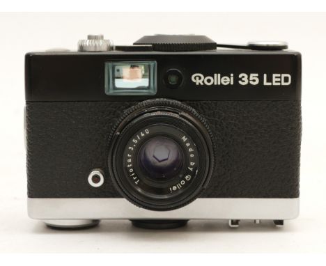 A Rollei 35 LED film camera with Rollei Triotar f/3.5 40mm lens.
