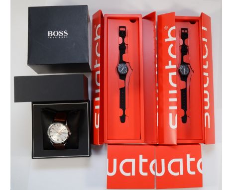 Hugo Boss, a Pilot Edition day/date quartz gentleman's wristwatch, c. 2018, apparently unused, with original guarantee and bo