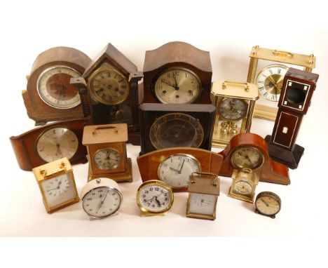 A collection of mid twentieth-century and later mantel clocks, desk and carriage clocks, to include, W Widdop, Smiths and Set