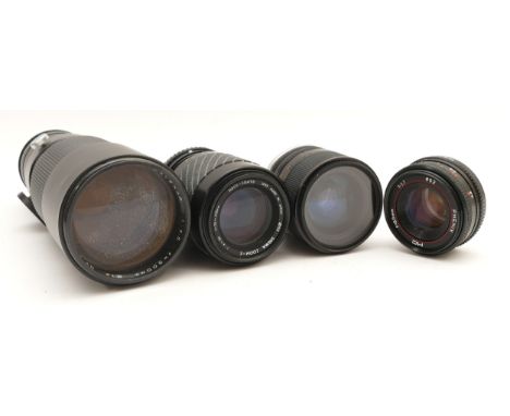 Four camera lenses, to include, a Phenix f/1.7 50mm lens, a Sigma f/4-5.6 70-210mm lens, a Tamron f/3.5-4.5 35-70mm lens, and