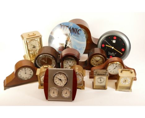 A collection of mid twentieth-century and later mantel, wall and carriage clocks, to include, a Titantic commemorative wall c