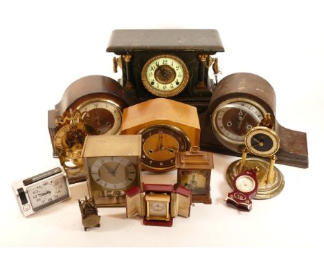 A collection of mid twentieth-century and later mantel, alarm and carriage clocks, makers to include, Charles Frodsham, Dalve
