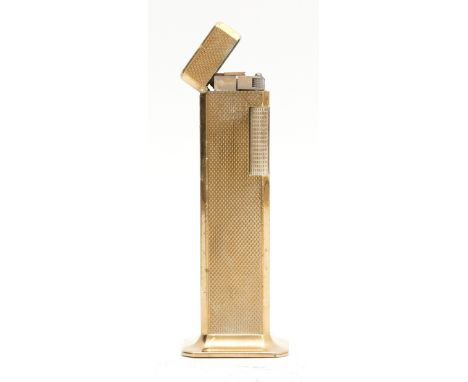 Alfred Dunhill Paris; A gold plated hobnail pattern Dunhill 'Tallboy' table cigarette lighter, stamped to base Dunhill Made I