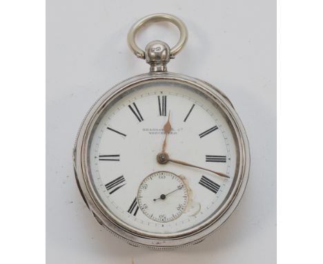 Sharratt &amp; Co., Worcester, a silver key wound open face pocket watch, 50mm, working when catalogued