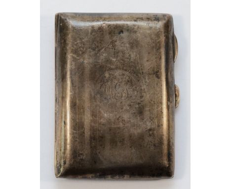 A silver cigarette case, Birmingham1919, 8x6cm, 48gm.