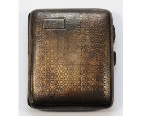 A silver cigarette case, Birmingham 1923, with engraved initials to the front, 9x7cm, 88gm.