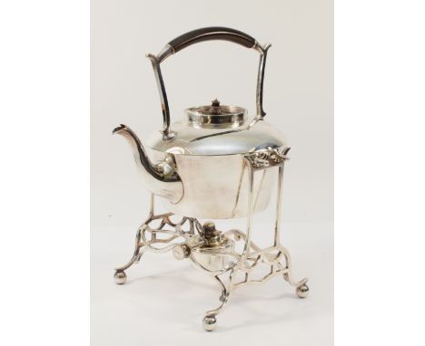 A silver plated spirit kettle with stand, by M &amp; Co.