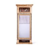 A SWEDISH EMPIRE CREAM PAINTED AND PARCEL GILT MIRROR, CIRCA 1800
