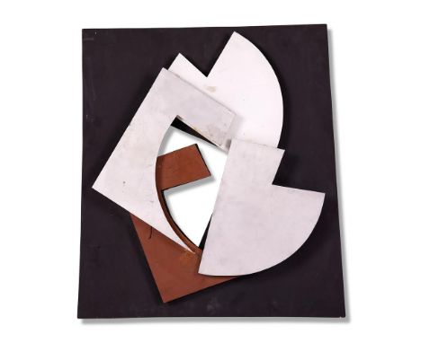 λ&nbspHANS RICHTER (GERMAN 1888-1976)  PRO COUTIEL VARIATION  Mixed media collage on wood  Signed, titled, dated 1973 and var