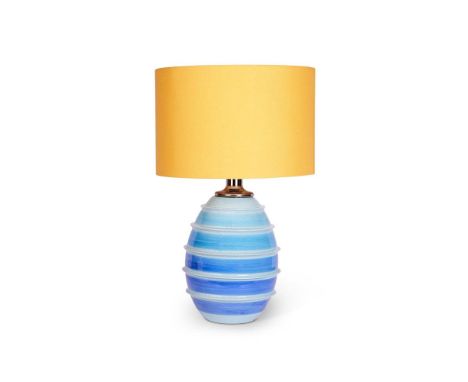 AN ITALIAN CERAMIC LAMP  MID/LATE 20TH CENTURY  In shades of blue and turquoise  47.5cm high including fitment  