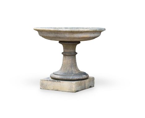 A LARGE STONEWARE TAZZA OR FOUNTAIN BASIN  ATTRIBUTED TO JOHN MARRIOT BLASHFIELD, LATE 19TH CENTURY  Of pedestal form, large 