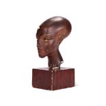 A DANISH PATINATED PLASTER HEAD OF AN EGYPTIAN PRINCESS, MID 20TH CENTURY