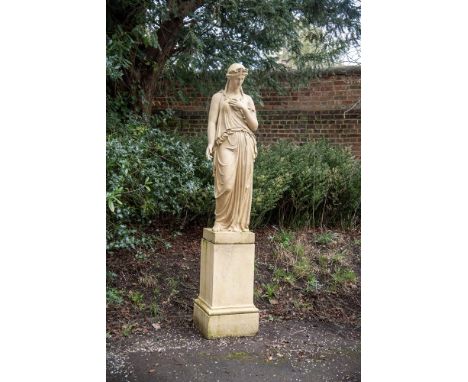 A RARE BLASHFIELD TERRACOTTA STATUE OF CERES  DATED 1871  On an associated Blashfield pedestal stand, figure with hand inscri