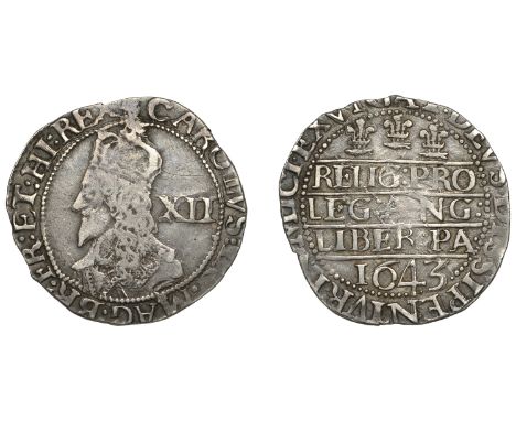 Charles I (1625-1649), Oxford mint, Shilling, 1643, mm. Oxford plume on obv. only, large bust, Declaration in large letters, 