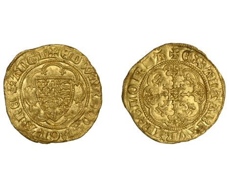 Edward III (1327-1377), Fourth coinage, Treaty period, Quarter-Noble, mm. cross, London, double saltire stops, 1.93g/5h (SCBI