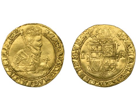 James I (1603-1625), Second coinage, Unite, mm. tower  [1612-13], iacobvs. d. g. mag. bri. fra. et. hi. rex., half-length fou