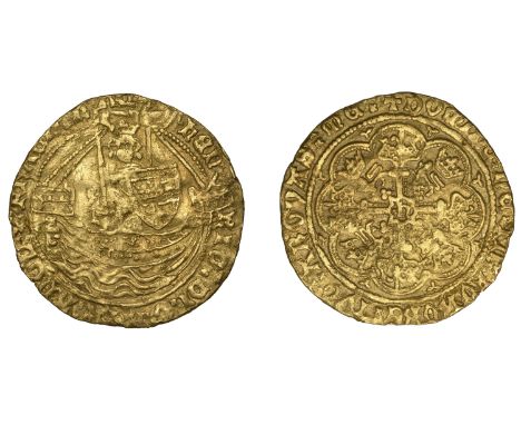 Henry IV (1399-1413), Light coinage, Half-Noble, type IV, London, mm. cross pattée on rev. only, nothing on rudder, two trefo