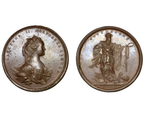 Russia, St. Petersburg Imperial Academy of Art, 1785, a bronze Medal by G. C. Waechter and P. L. Vernier, crowned bust right,