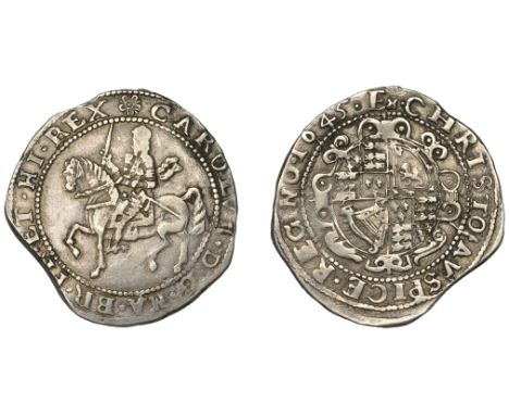 Charles I (1625-1649), Exeter Mint, Halfcrown, 1645, mm. rose on obv., ex on rev., horse with twisted tail, no ground line, r