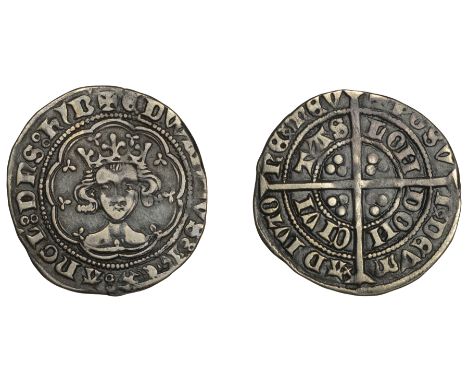 Edward III (1327-1377), Treaty period, Halfgroat, London, mm. cross potent, annulet (?) before edwardvs (indistinct), trefoil