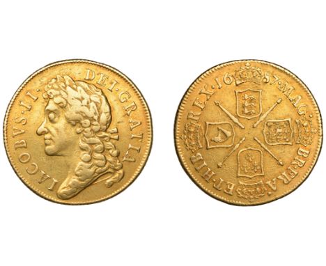 James II (1685-1688), Two Guineas, 1687 (EGC 318; S 3399). Light hairlines, about very fine, reddish tone £4,000-£5,000  --- 