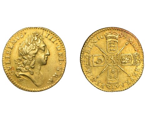 William III (1694-1702), Half-Guinea, 1695, early harp (EGC 429; S 3466). Some edge bruising, otherwise very fine, toned £500