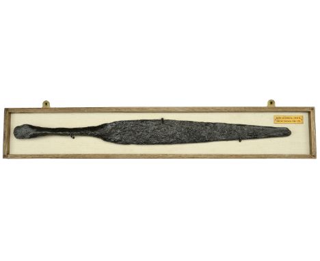 British Iron Age, Late First Millennium BC, Sword Money, a large bay-leaf shaped iron currency bar, hilt with long pinched si