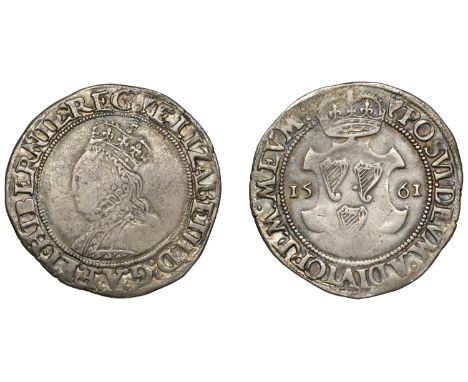 Elizabeth I (1558-1603), Second issue, Shilling, 1561, mm. harp, 4.80g/1h (BCW HP-1CHP-a; S 6505; DF 247). Good fine, and att