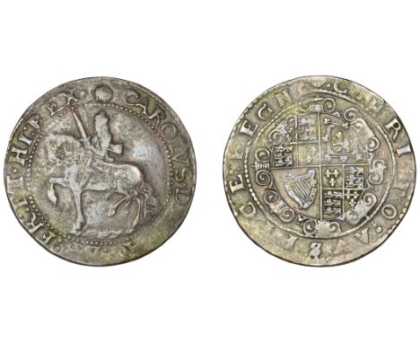 Charles I (1625-1649), Exeter mint, Halfcrown, mm. rose, lumpy groundline below horseman, round shield with eight even scroll