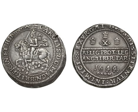 Charles I (1625-1649), Oxford Mint, fantasy Half Pound, 1644, a silver cast copy coupling of a Rawlins’ Crown obv. with a Hal
