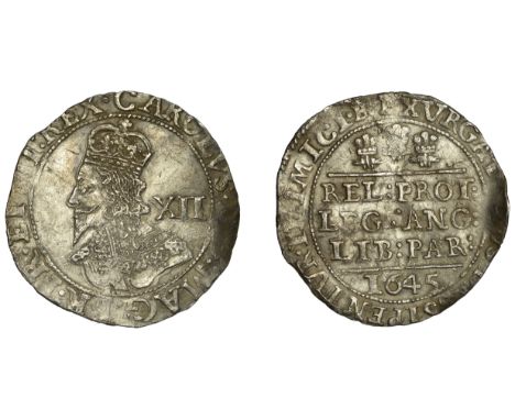 Charles I (1625-1649), Bristol mint, Shilling, 1645, mm. pellet on obv., Br on rev., large Bristol bust, no plume before face