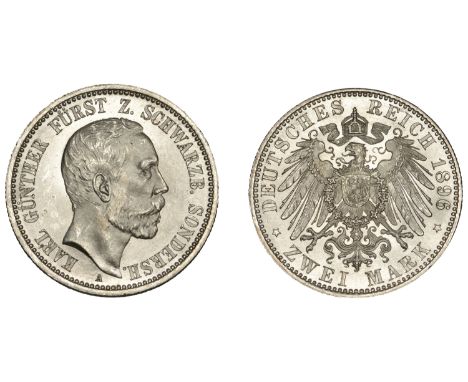 Germany, SCHWARZBURG-SONDERHAUSEN, Karl Günther, 2 Marks, 1896a, Berlin (Jaeger 168; KM 150). Lustrous with full mint bloom, 