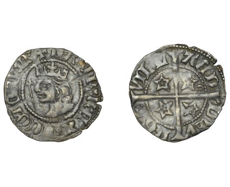 David II (1329-1371), Second coinage, Sterling, class B, Edinburgh, mm. cross potent on obv. only, larger young bust with sma