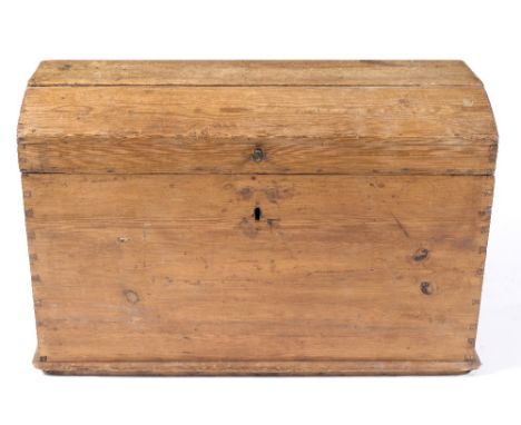 A large pine dome coffer/trunk 19th Century 109cm across, 64cm deep, 70cm high