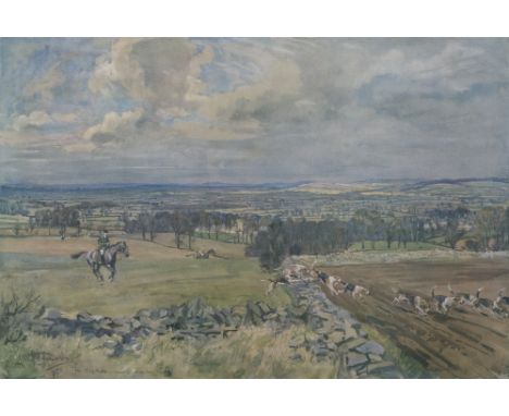 A coloured print The Heythrop after Lionel Edwards, and an oil study of Salcombe Harbour by Leon Bradford 1984 (2)