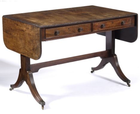 A mahogany drop-leaf sofa table circa 1800 156cm across, 69cm deep