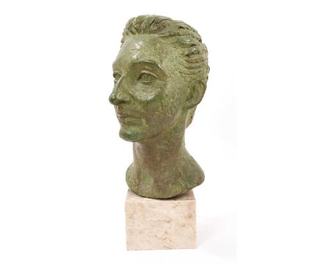 Eric Winters (1921-1968): Bronze head of his friend the artist Mary Millar Watt (1924-2023), signed and dated 1960, raised on