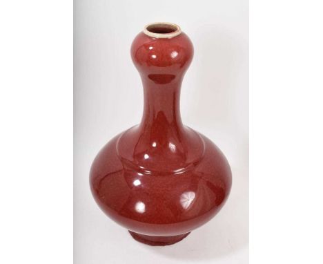 Chinese sang de boeuf glazed garlic neck vase, 33cm highCouple of footrim chips but otherwise in good condition.