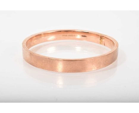 9ct rose gold bangle of plain form (Birmingham 1921)Weight 18.6 grams 