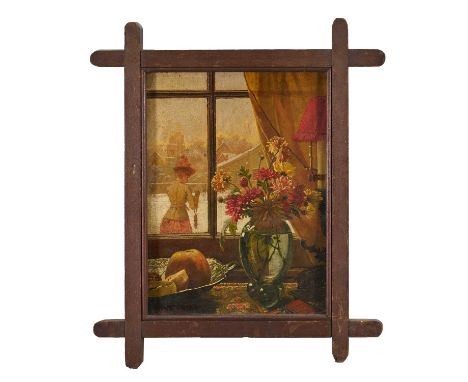 Walter Savage Cooper (1861-1943) oil on board, Still Life by a Window, signed and dated, 30cm x 22cm, in wooden frame.