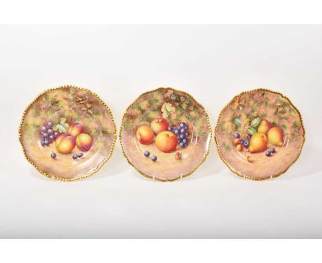 Three Royal Worcester fruit painted plates, including two by Freeman and one by Ayrton27cm diameter. One of the Freeman plate