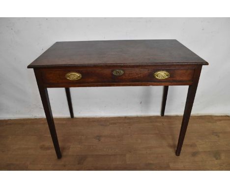 George III mahogany single drawer side table, on square tapered legs, 98cm wide x 55cm deep x 72cm high