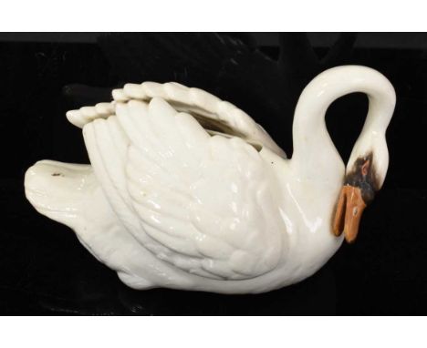 Unusual English porcelain vase, in the form of a swan, circa 1880, 10.5cm high