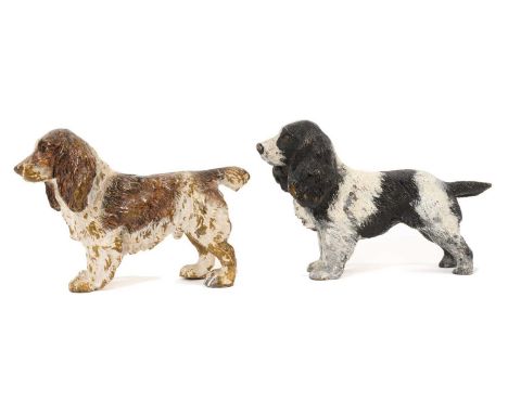 Two cold painted bronze spaniels, 11cm long