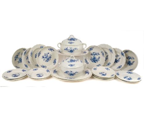 Very extensive service of late 18th century blue and white Tournai porcelain, decorated with floral sprays in the Chinese sty