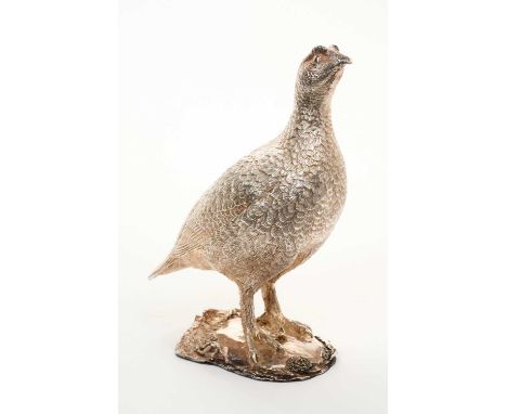 Contemporary filled silver model of grouse, marked 925 (Sheffield 2014) Camelot Silverware Ltd. 16.5cm overall height.