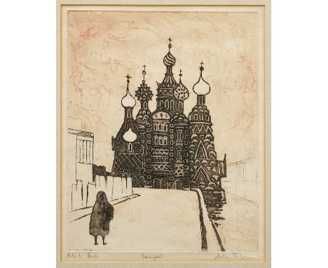 *Julian Trevelyan (1910-1988) signed etching - Leningrad, Artist's Proof, 49cm x 39cm, in glazed frame