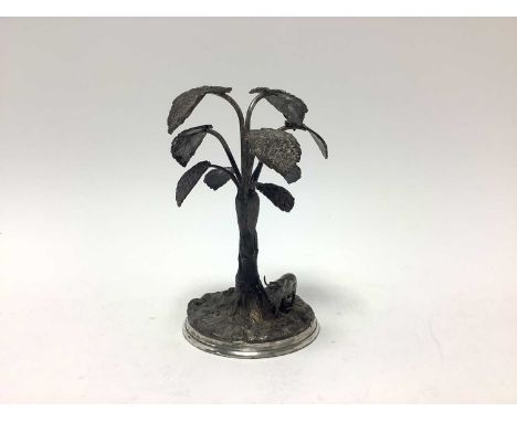 Victorian silver plated table ornament, in the form of a cow under a tree, stamped 4007 to base, 18.5cm in height.